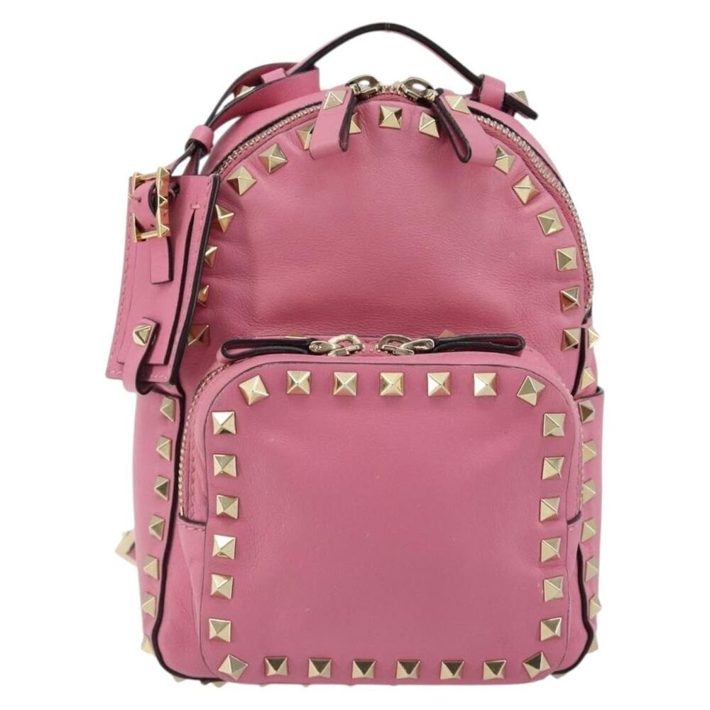 Valentino Leather Studs Backpack Pink